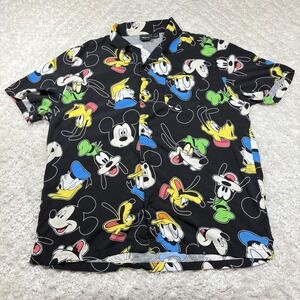 Disney Shirt Men 3XL Mickey Mouse Goofy Donald Duck Pluto All Over Print Resort